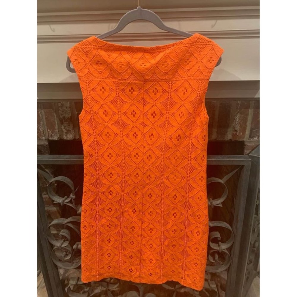 NWT Trina Turk orange lace inspired casual dress, size 4, OP $348.00 (Bin X) - Picture 3 of 8